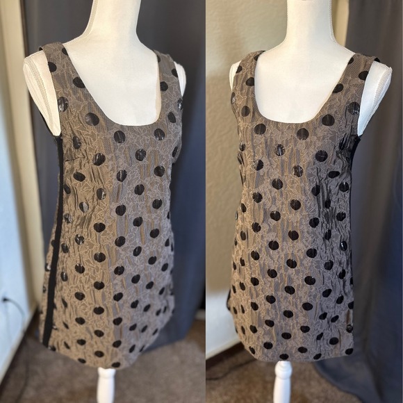 Marc By Marc Jacobs Dresses & Skirts - Marc by Marc Jacobs Polka Dot Lace Shift Dress Rabbit Grey Multi Pockets Size 0
